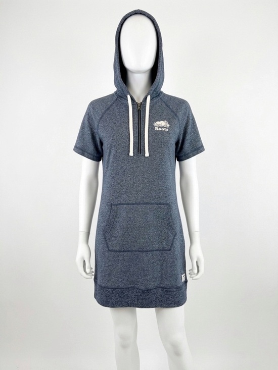 Roots Dresses & Skirts - Roots Heather Navy Blue Salt and Pepper Short Sleeve Hoodie Sweater Dress Small